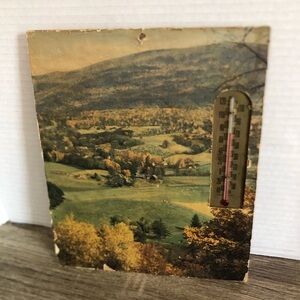 Vintage Landscape Picture Thermometer Decor